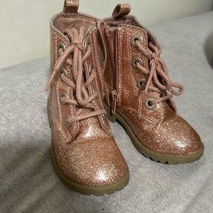 Pink glittery combat boots